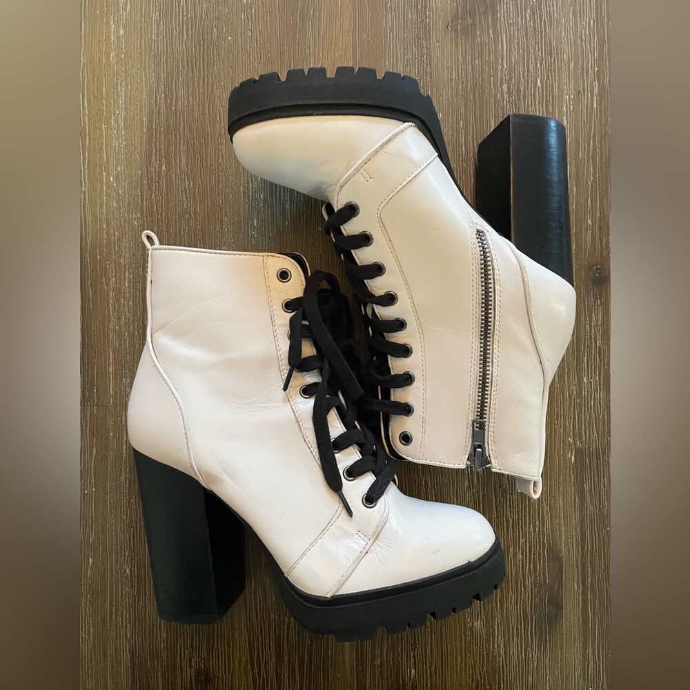White Steve Madden Combat Boots